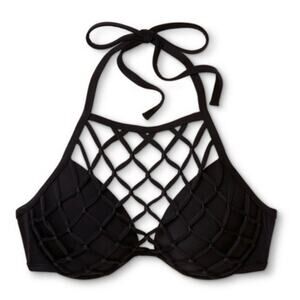 NWT Shade & Shore 36B Padded Fishnet Macrame Netted Bikini Top